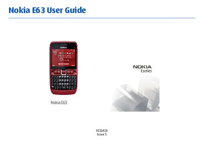 Nokia E63 User Manual - cover page