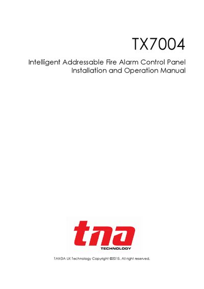 TANDA TX7004 Intelligent Fire Alarm Control Panel Installation & Operation Manual