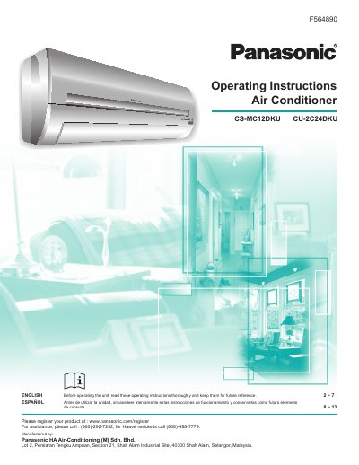 Panasonic CS-MC12DKU/CU-2C24DKU Air Conditioner Operating Instructions - cover page