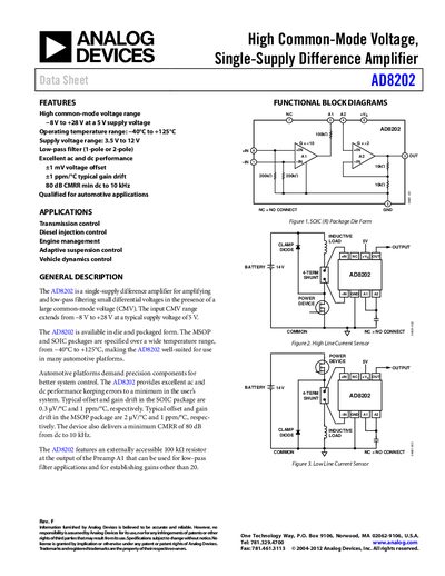 Analog Devices AD8202 Product Handbook - cover page