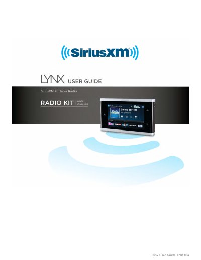 SiriusXM Lynx User Guide - cover page