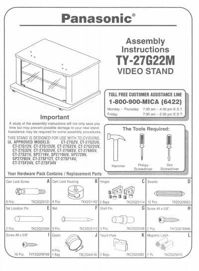 Panasonic TY27G22M Data Sheet - cover page