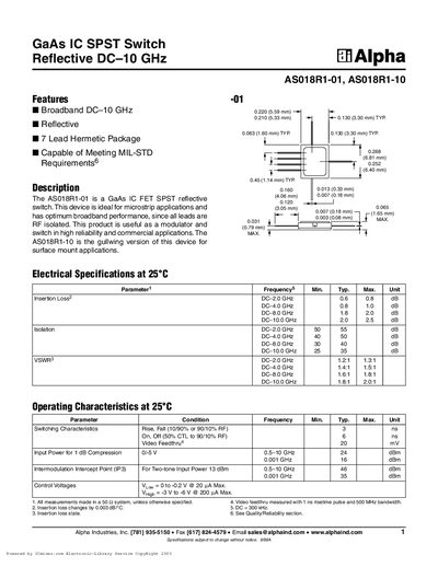 Alpha AS018R1-01 AS018R1-10 handbook - cover page