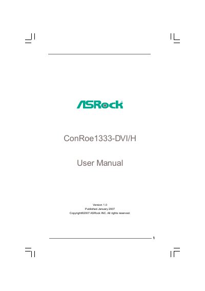ASRock ConRoe1333-DVI/H User Manual - cover page