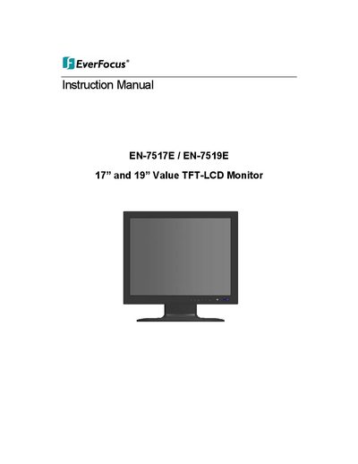 EverFocus EN-7517E/EN-7519E 17" and 19" TFT-LCD Monitor Instruction Manual - cover page