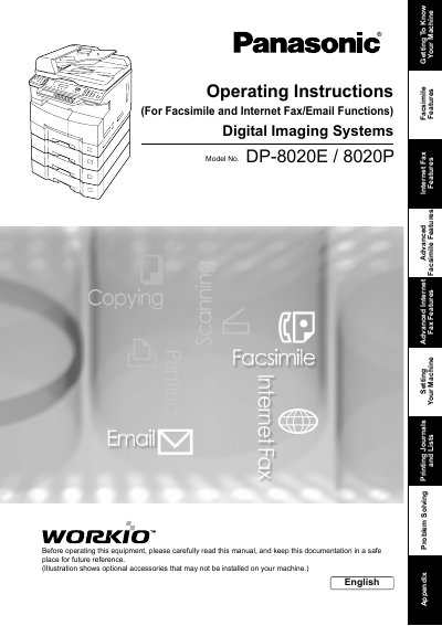 Panasonic DP-8020E/8020P Digital Imaging Systems Operating Instructions - cover page