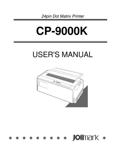 Jolimark 24pin Dot Matrix Printer CP-9000K USER'S MANUAL  - cover page
