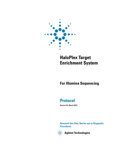 Agilent HaloPlex Target Enrichment System Protocol Version D.4 - cover page
