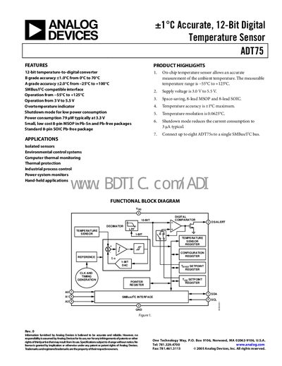Analog Devices ADT75 Datasheet - cover page
