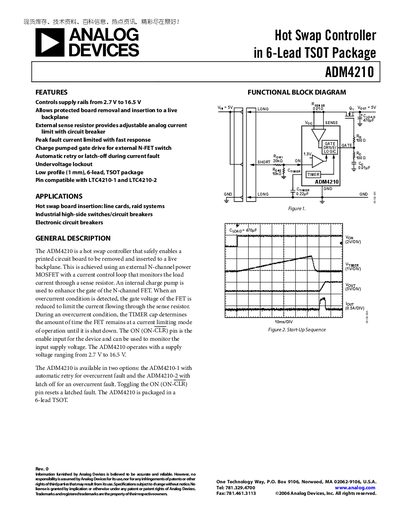 Analog Devices ADM4210 Hot Swap Controller Datasheet - cover page