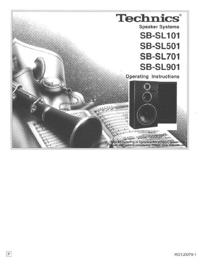 Technics SB-SL101/SL501/SL701/SL901 Speaker Systems Operating Instructions - cover page