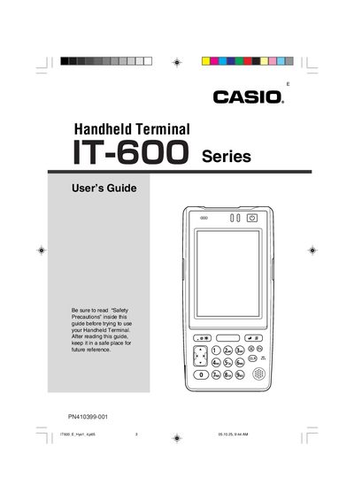 Casio IT600 Handheld Terminal User Manual - cover page