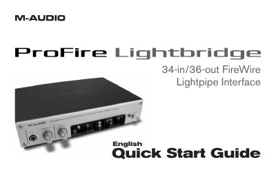 M-Audio ProFire Lightbridge 34-in/36-out FireWire Lightpipe Interface Quick Start Guide - cover page