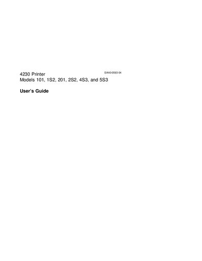 IBM 4230 Printer Models 101 1S2 201 2S2 4S3 5S3 Manual - cover page