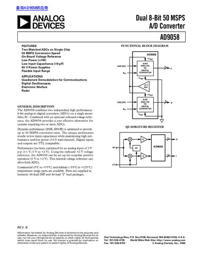 ANALOG DEVICES AD9058 handbook(1) - cover page