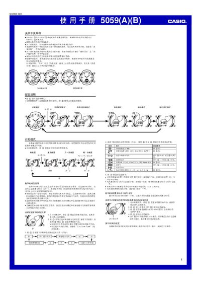 Casio 5059(A)(B) Watch User Manual - cover page