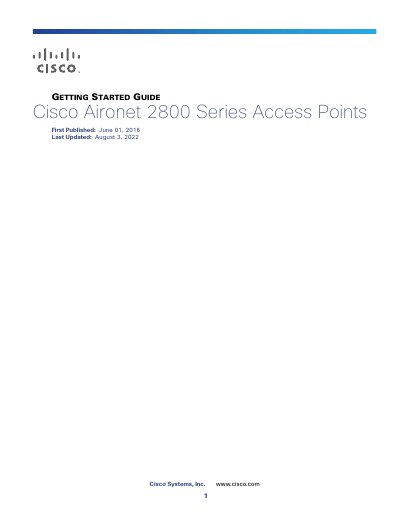 Cisco Aironet 2800 Series Access Points Getting Started Guide - cover page