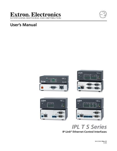 Extron IPL T S Series Ethernet Control Interface User Manual - cover page