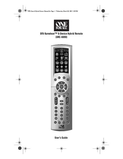 OFA Kameleon 6-Device Hybrid Remote (URC-6690) User Guide - cover page