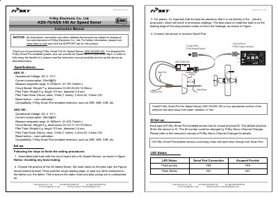 FrSky ASS-70/ASS-100 Air Speed Sensor Instruction Manual - cover page