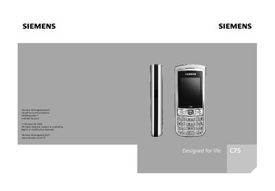 Siemens C75 Mobile Phone User Guide - cover page