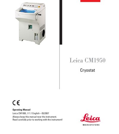 Leica CM1950 Cryostat Operating Manual