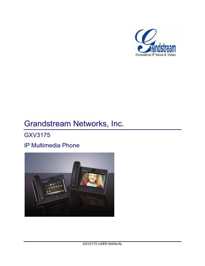 Grandstream GXV3175 IP Multimedia Phone User Manual - cover page