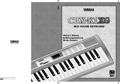 Yamaha CBX-K1XG MIDI Sound Keyboard User Manual