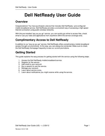 Dell NetReady User Guide - cover page