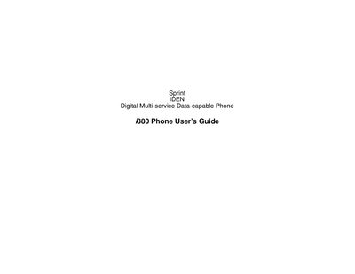 Motorola i880 Phone User Guide - cover page