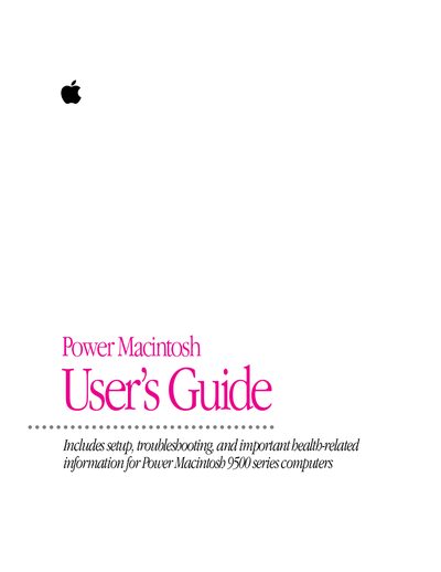 Apple Power Macintosh 9500 Series User's Guide - cover page