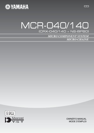 Yamaha MCR-040/140 Micro Component System Owner's Manual - cover page