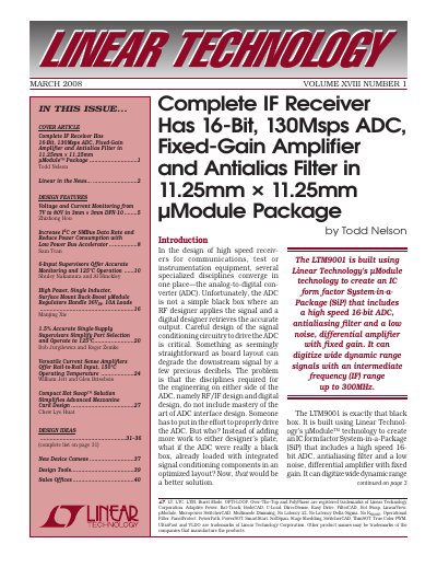 Linear Technology LTM9001-AA 16-Bit ADC Module Product Brief - cover page