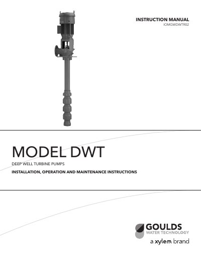 Goulds Water Technology DWT Deep Well Turbine Pump Installation Operation and Maintenance Instructions - cover page