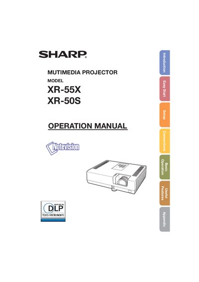 Sharp XR-55X/XR-50S Multimedia Projector Operation Manual - cover page