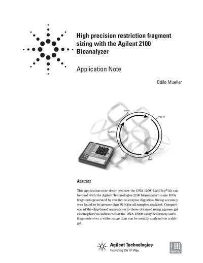Agilent 2100 Bioanalyzer High Precision Restriction Fragment Sizing Application Note - cover page