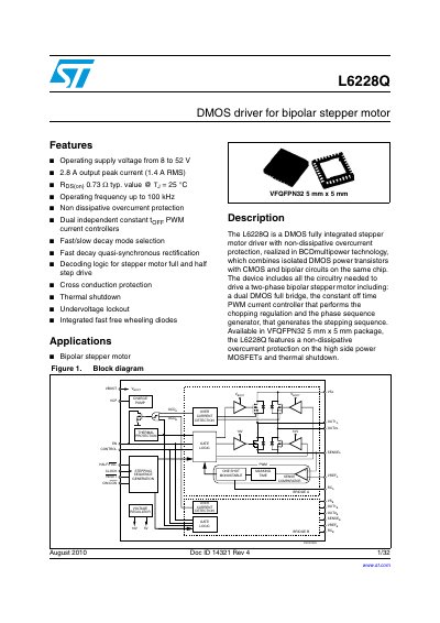 STMicroelectronics L6228Q DMOS Driver Datasheet