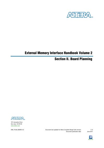 Altera External Memory Interface Handbook Volume 2 Board Planning - cover page
