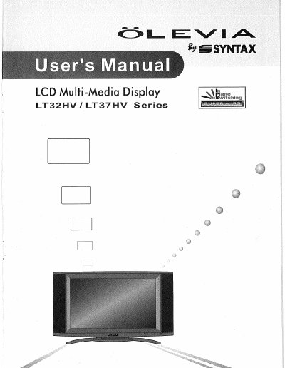 OLEVIA LT32HV/LT37HV Series LCD Multi-Media Display User Manual