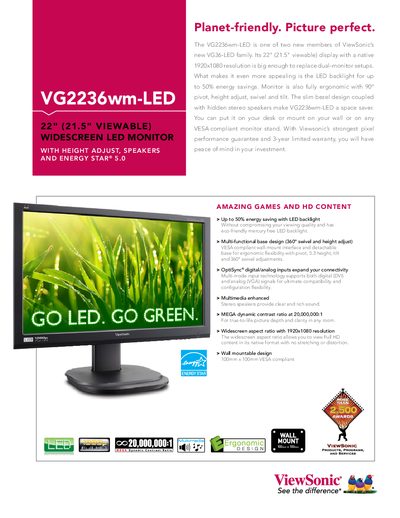 ViewSonic VG2236wm-LED Monitor User Manual - cover page