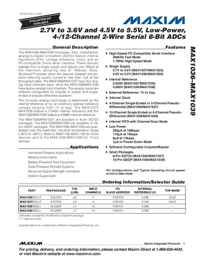 Maxim MAX1036-MAX1039 8‑Bit ADC Datasheet - cover page