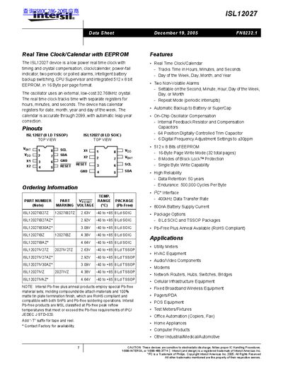 intersil ISL12027 handbook(1) - cover page