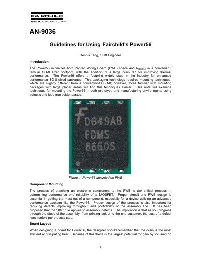 Fairchild Semiconductor Power56 Guidelines for Using