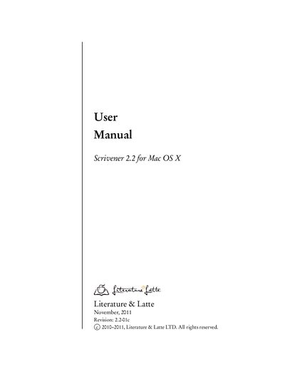 Literature & Latte Scrivener 2.2 User Manual - cover page