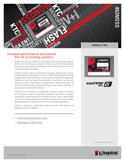 Kingston SSDNow V+100 SSD Manual