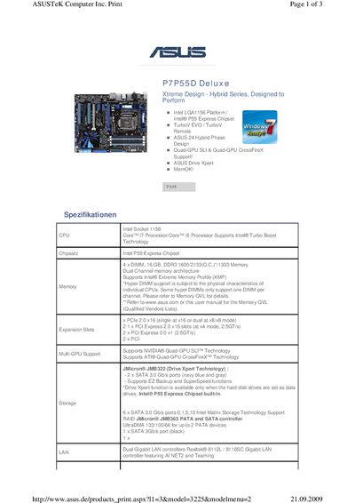 ASUS P7P55D Deluxe Motherboard User Manual - cover page
