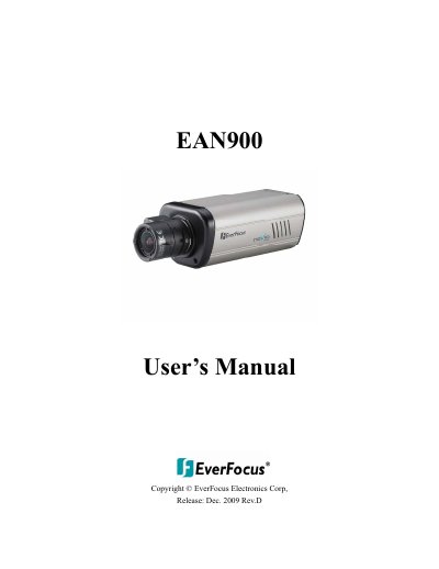 EverFocus EAN900 IP Network Camera User's Manual - cover page