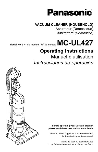 Panasonic MC-UL427 Vacuum Cleaner Operating Instructions - cover page