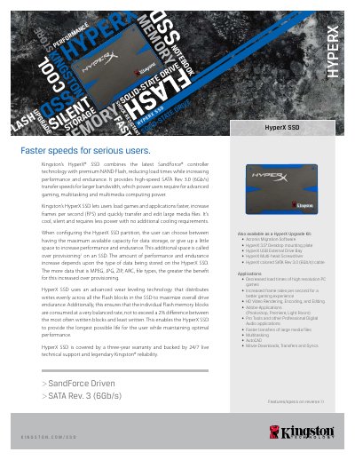 Kingston HyperX SSD Datasheet