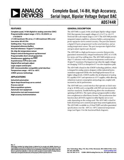 Analog Devices AD5744R Datasheet - cover page